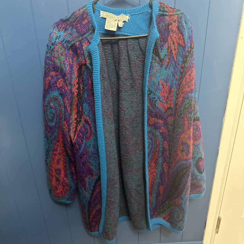 Vintage Carlisle Sport Multi Color Cardigan, Size M, Women‎